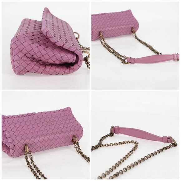 BOTTEGA VENETA INTRECCIATO Chain Shoulder Bag Leather Purple Auth 132823V - Picture 16 of 16